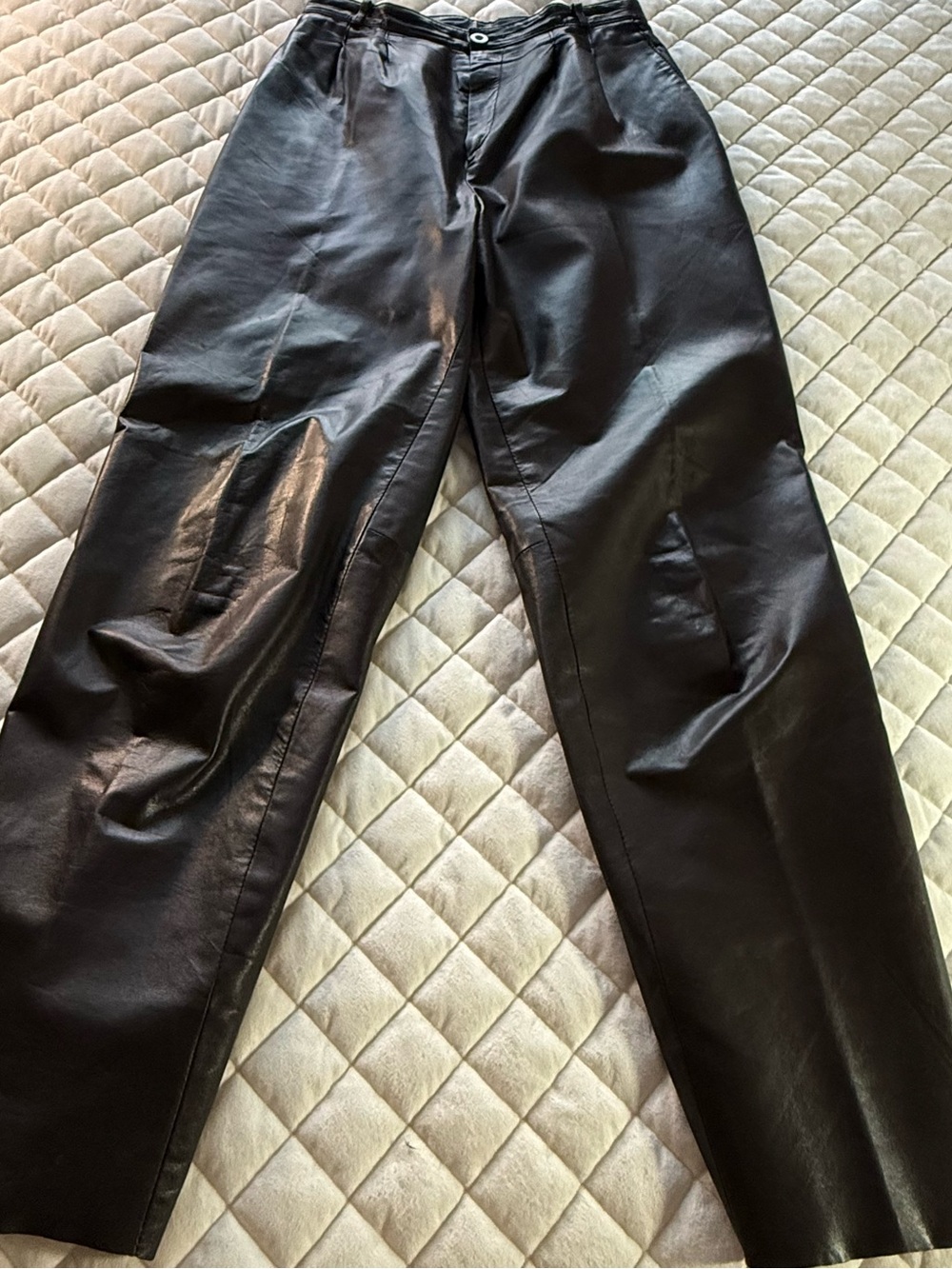 Vintage Maglia Brown Genuine Leather Pants High Waisted Tapered Leg Sz 12